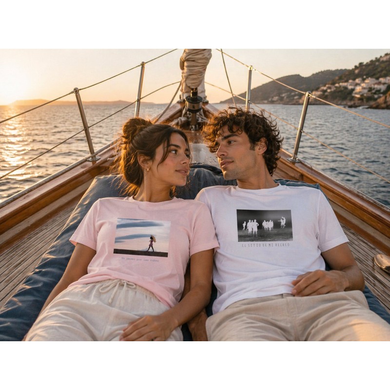 Camiseta unisex blanca hombre playa | Estilo casual